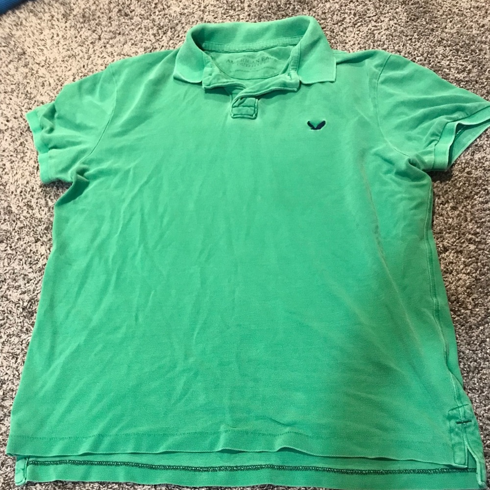 Mens green American eagle polo